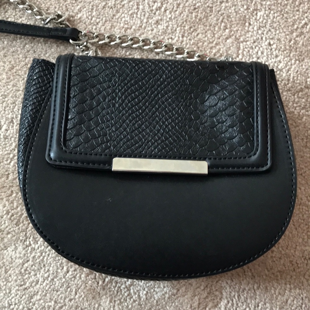 black snake skin chain purse